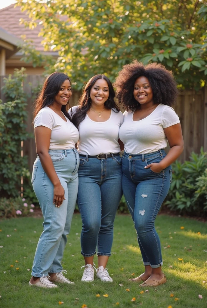 three extremely Tsk tsk tsk and large latino women hugging, huge bust, 250 pounds of sensuality, shorts, huge breasts, Tsk tsk tsk-hips, smiling, BBW, plus size women, Tsk tsk tsk, Hands on shoulders, wearing a baseball cap, shirt, white jacket, voluptuous body, leaning back, huge breasts