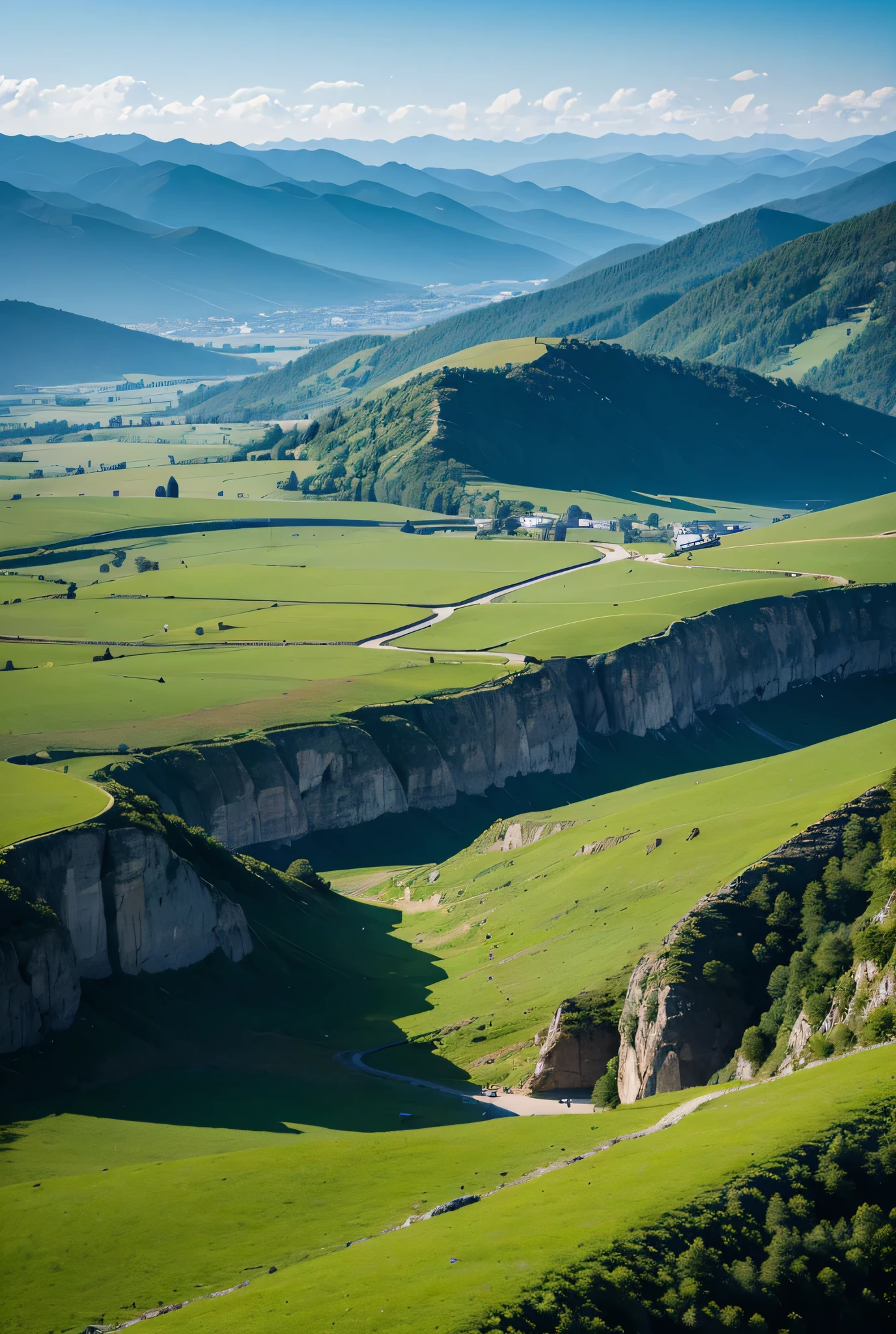 High mountains and plains on both sides
