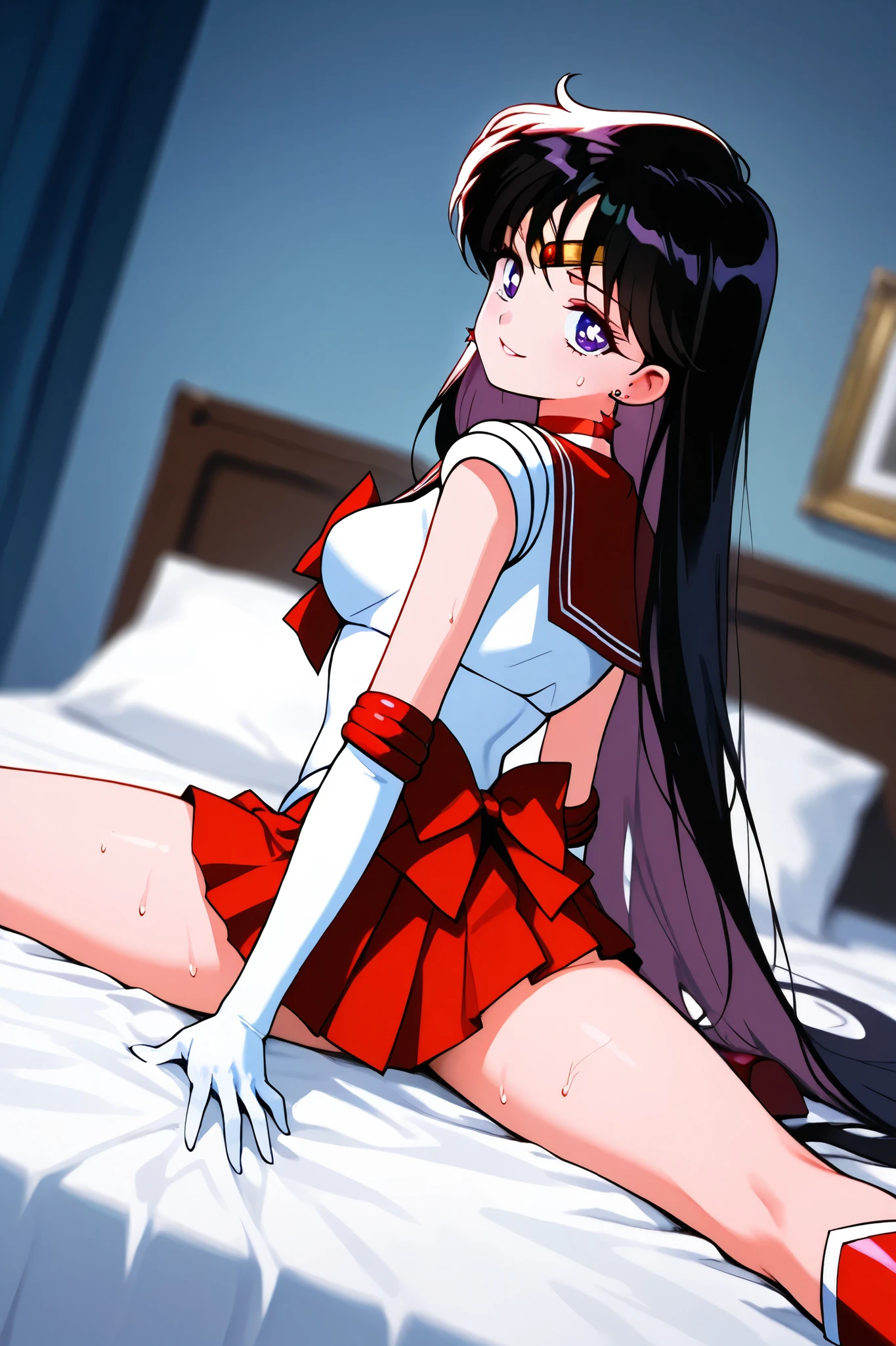 masterpiece, highest quality, High resolution, (1 Girl), masterpiece, highest quality, High resolution, (1boy:1.4), (penis:1.3),, (pov:1.4),(sex:1.4),, squatting cowgirl position, Sailor Mars, rei hino, Purple Hair, Purple eyes, 