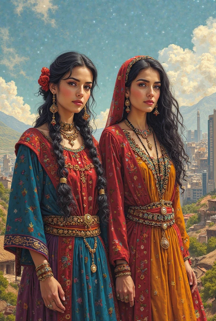 "Courtesans of the Achaemenid Empire, in their resplendent attire, embodying the opulence and cultural richness of one of history's greatest empires, adorned in luxurious fabrics and intricate jewelry, their beauty and elegance a testament to the sophisticated aesthetics of the Achaemenid period, set against the backdrop of a majestic Persian palace, in a photorealistic image, capturing the grandeur and historical depth, full body shot, 85mm lens, golden hour lighting to accentuate the intricate details of their attire and the architectural beauty, high resolution 8K, showcasing the blend of power, culture, and beauty (opulence and cultural richness:1.3), (Achaemenid aesthetics:1.2), (golden hour lighting:1.25)"