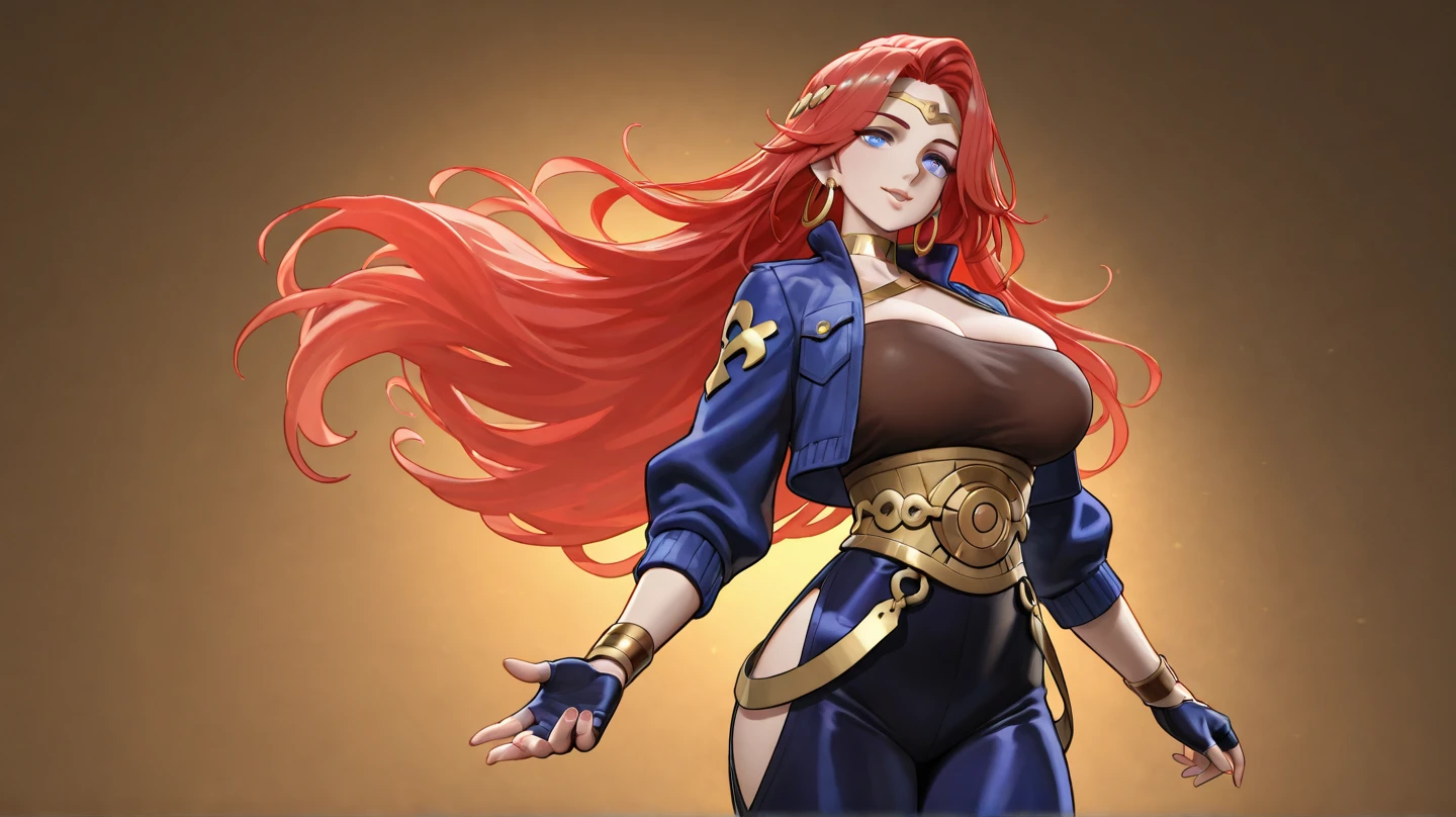 anime fairy tail, personaje Irene, cabello rojo con dos colas, pecho grande, trasero grande, Curvaceous Body, rostro hermoso o atractiva, vestimenta de una hechicera, un sombrero de hechicera, ojos hermosos, buena calidad, 4k. cuerpo de una mujer adulta, with good physique, atractiva con buena figura., calidad 4k. cuerpo o figura atractivo, mujer madura.