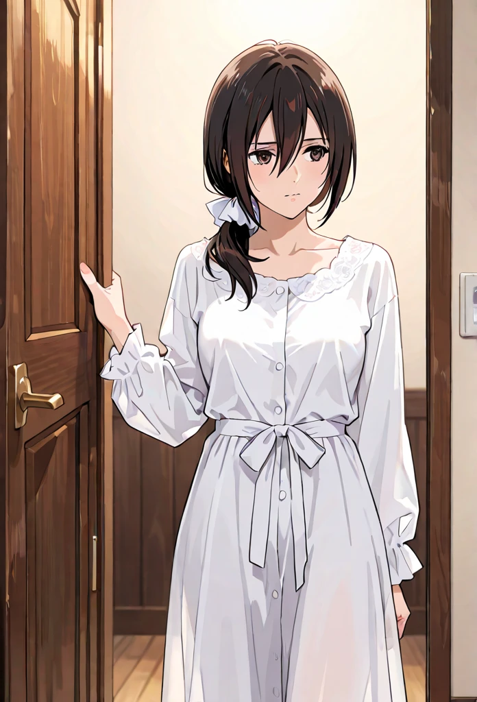 masterpiece,official art,8k, masterpiece, best quality, highly detailed,

In this scene, we see a young girl with beautiful black hair and a bright smile on her face. She is standing in front of a full-length mirror, posing for a full-body photo. The girl has long, slender legs that seem to go on forever, making her appear tall and elegant. She is holding a set of pajamas, indicating that she is preparing to take a bath or shower. Despite the fact that she is not fully dressed, there is an air of confidence about her, as if she is comfortable in her own skin and not afraid to show it. The girl’s smile is genuine and carefree, as if she is enjoying the simple pleasures of life. The lighting in the room is soft and warm, adding to the sense of intimacy and comfort.

The young girl, black hair, smile, full-body photo, long legs, tall and elegant, holding pajamas, preparing to take a bath or shower, confident, comfortable in her own skin, genuine and carefree smile, soft and warm lighting, intimate and comfortable.

稳定扩散指令：masterpiece,official art,8k, masterpiece, best quality, highly detailed.