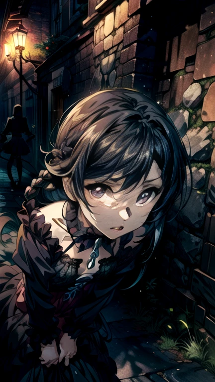 a girl with bouncing breasts, horror background, extremely detailed face and eyes, beautiful detailed lips, ultra-realistic, highly detailed, 8k, photorealistic, dark and moody atmosphere, dramatic lighting, cinematic, sinister, unsettling, shadowy, gothic