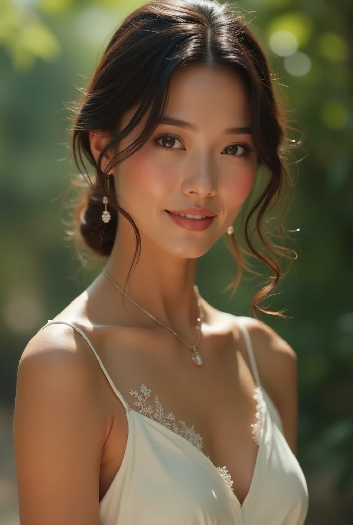 a fashion model，18yr old， [[[[Close-up cleavage]]]], [[[[climaxing]]]], [[[[Cole]]]], [[[[bshoulder]]]], perfect  eyes, Perfect iris，perfect lips，perfect teeth，Perfect Skin，with fair skin，HighDynamicRange，Movie Girl，(delicated face)，(Highly defined faces)，((White lace underwear))，The background is indoors，green trees outside the window，fresh flowers，4K Ultra HD, 超高分辨率, (realistically: 1.4), Best quality，tmasterpiece，（pastel colour：1.2）