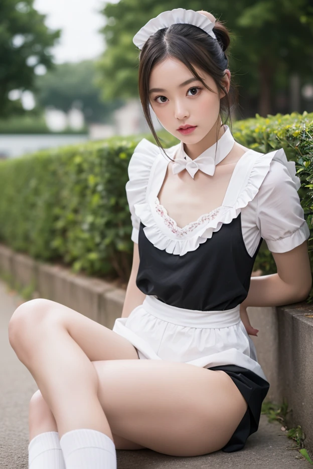 ((()))、(((high school girl)))、(((A charming face)))、(((Young face)))、(((beautiful girl)))、(((A beautiful woman)))、Beautiful woman、Cute woman、((Innocent face))、((Smile))、((Ultra-detailed face))、((Detailed lips))、((Detailed eyes))、((double eyelid))、(((Beautiful Face)))、(((Beautiful, well-shaped eyes)))、(((Beautiful, well-shaped lips)))、Very Short Hair、ponytail、Pixie cut、BREAK、BREAK、(((Emilia)))、(((Wearing a maid costume)))、Off the shoulder、BREAK、8 heads、(((slender)))、(((Slim body)))、(((Thin body)))、(((Slim woman)))、Flat Chest:1.4、BREAK、Photographic quality、Natural light、(フォトRealistic:1.4)、(Highest quality:1.2)、(Ultra-high resolution:1.2)、8K、RAW Photos、Realistic、High Detail、Film Grain、Detail Skin、Symmetrical、Delicate skin、Real human skin、pores、Super detailed、Detailed、(masterpiece : 1.2)、Thin face、Sharp Face、Small Face、Small face、Narrow shoulders、Small shoulders、Small shoulders幅、Slim shoulders、Narrow shoulders幅、Beautiful Japanese Woman、Beautiful Korean Woman、Slim womanモデル、Young Gravure Idol、Realistic young gravure idol、Young Sensual Gravure Idol、Young Pretty Gravure Idol、Japanese Model、Young Gravure Idol、(From the knee up) 、arms behind back:1.3
