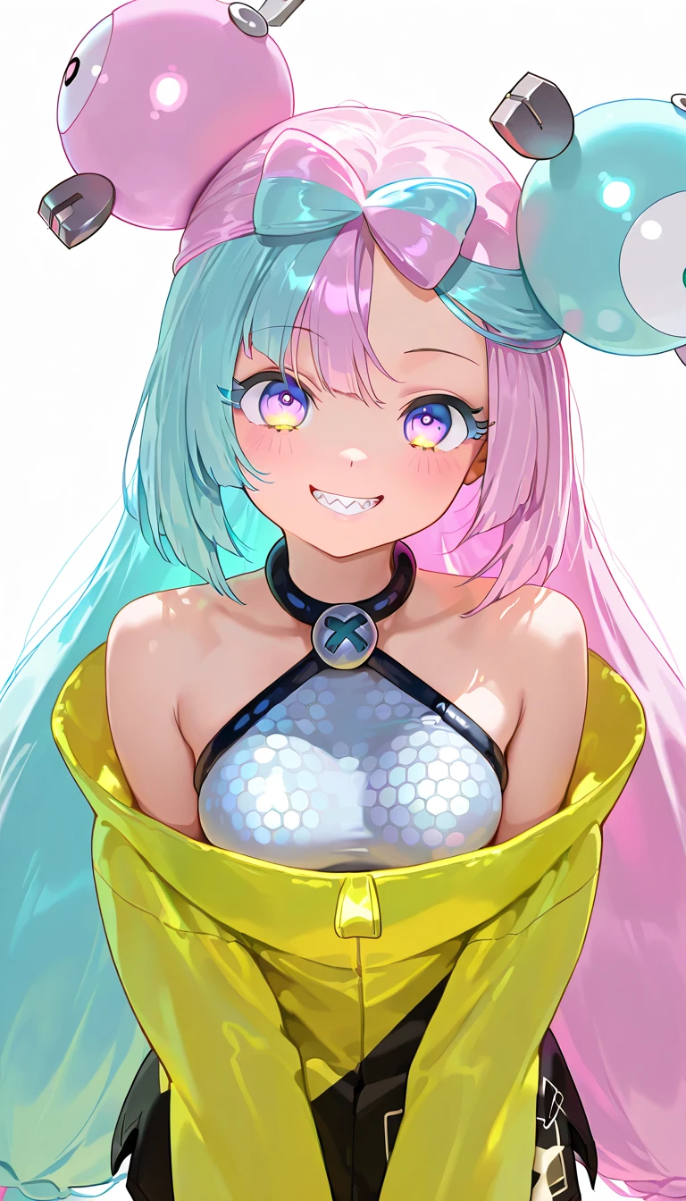 high resolution picture, masterpiece, best quality, amazing quality, solo, 1girl, rosa,iono,smile,small breasts ,cute background