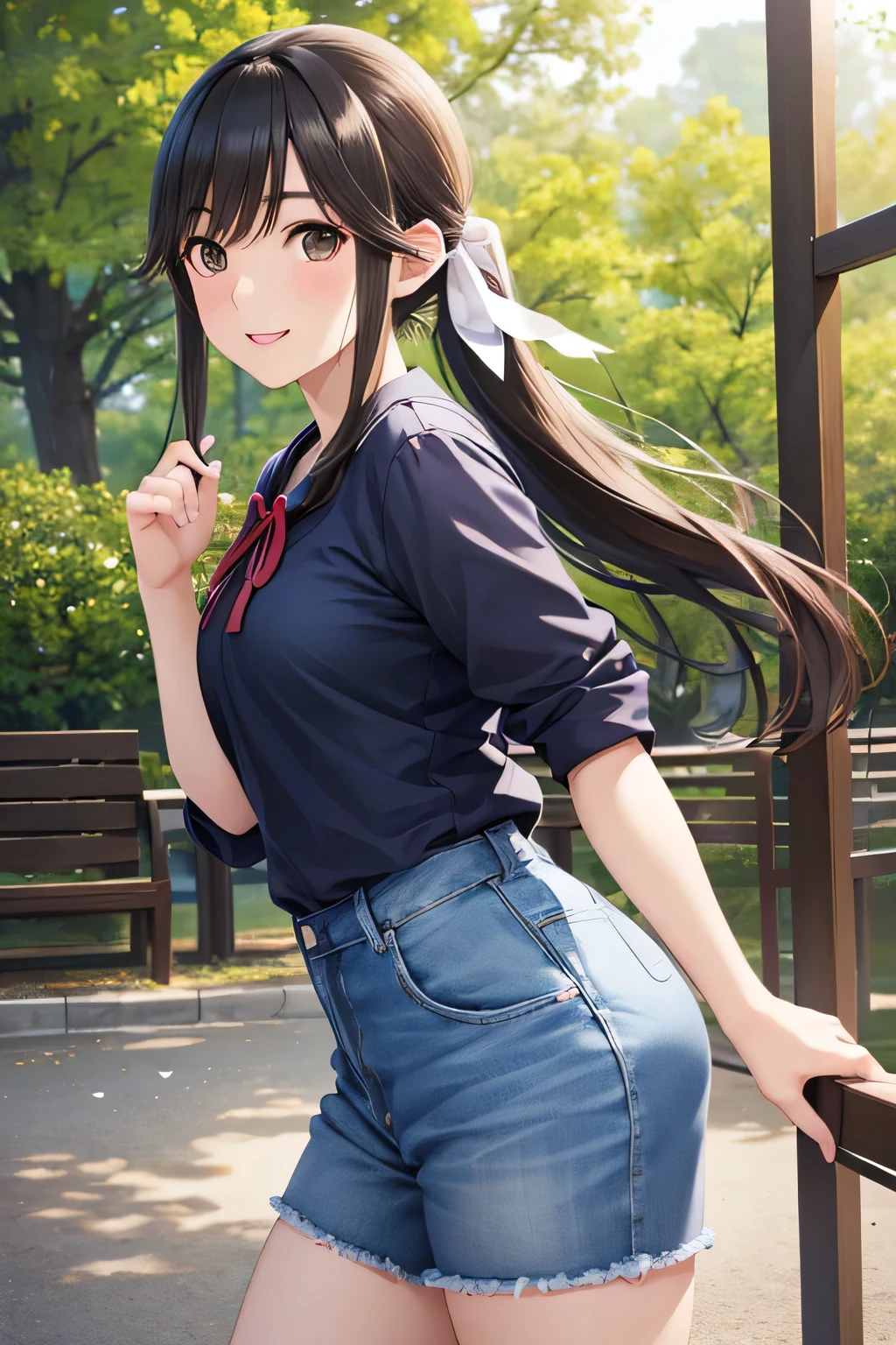 nsfw,
Gao Ling loves flowers、shiny brown hair, long hair、 ponytail with ribbon , beautiful brown eyes、smile、Sparkling Eyes, (fine grain)、super detailed eyes、very well detailed顔, very well detailed目,cowboy shooting、
masterpiece, top quality, ピクシブ, (8k, top quality, masterpiece: 1.2), (realistic, Photorealistic: 1.37),
Flying debris、top quality、shape、very well detailed、 Finer Details 、high resolution、 8k denim wallpaper 、perfect dynamic structural shape、 thin and beautiful eyes、Park with large knit 、Short spats、natural color lips、bold and sexy pose、bashful smile、 Harajuku style、20 year old girl、cute type、holding、