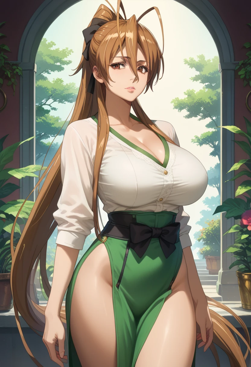 perfect eyes:1.2, detailed eyes:1.4, rubygentokuwz, brown hair, ahoge, twintails, skindentation, smile, grass, nature, glossy skin, very long hair, green eyes, red dress, hair ornament, large breasts, glasses, cowboy shot, 1girl, solo, (masterpiece:1.6, best quality), 8k, insane details, intricate details, hyperdetailed, hyper quality, high detail, ultra detailed, professional, HDR, ray tracing reflection, cinematic lighting,