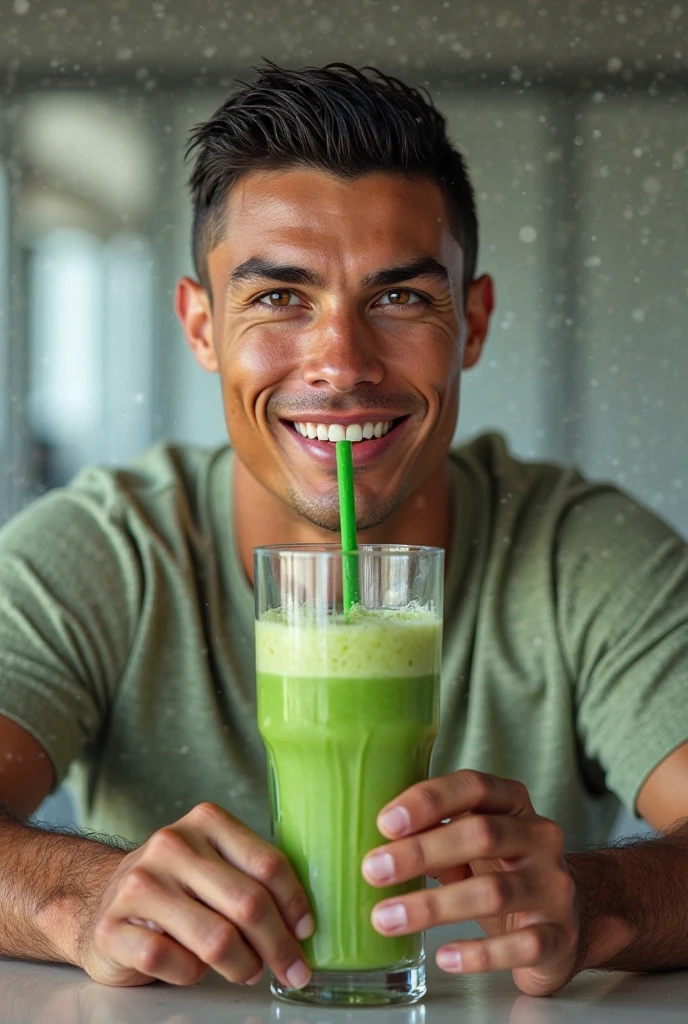 Cristiano Ronaldo drinking moringa poweder 