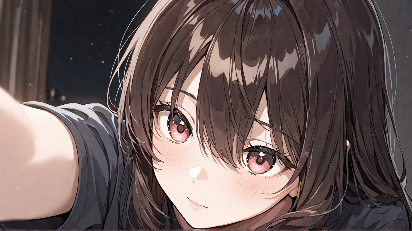 (masterpiece), best quality, expressive eyes, perfect face, 1girl, brown hair、dark brown eyes、ponytail、icon、gray hoodie