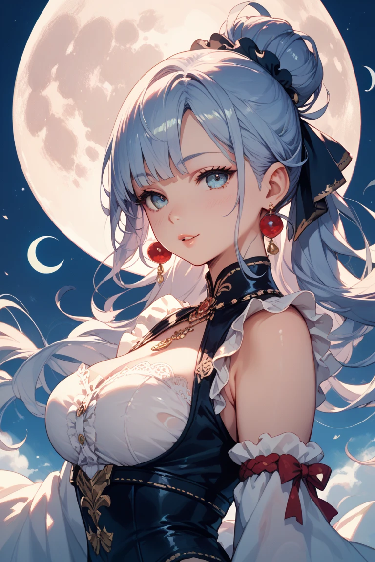 ((masterpiece_Portraiture)),(beautiful girl),(Pixiv),(Fantasy).(Anime aesthetic of the 10s),(woman_concentrated),(cowboy_shot),(Looking_in_Audience),(Fine/Stay Night),One girl,arrogant_face,Curvy,big_chest,sharp face,absurdly long hair,two-tOne hair,white hair,blue hair,hair_that&#39;s all_One_eye,curly hair,half-closed eyes,sky blue eyes,Mouth closed,Elf Ears,Are standing,Paladin,white_armored_dress,gray_armor,Black Tie_expensive_socks,garter_belt,Black choker,Amulets,armored_boots