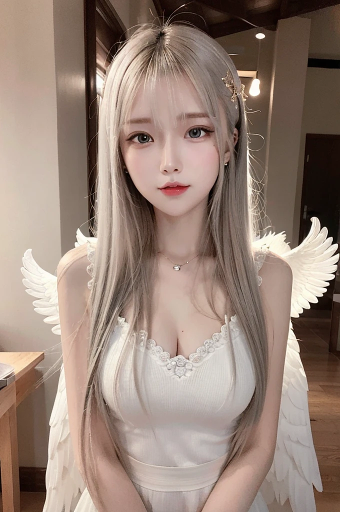 Meticulous angel wings，elvish ears，silver bracelet，Anklet detail，female pervert，Attractive eye portrayal，Finger sky，Fair long legs，See-through black silk，Skysky，thunder