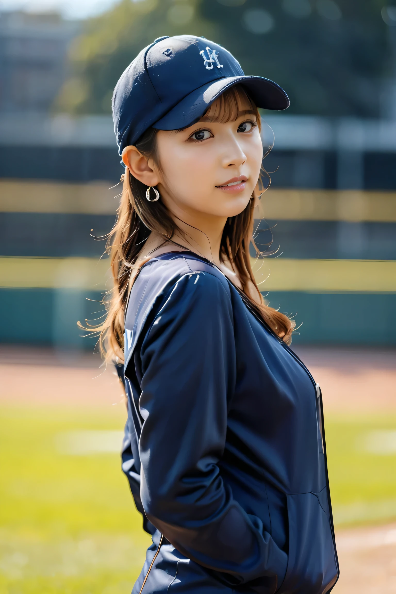 smile、Baseball cap、baseball uniform jacket、 Dodgers、hot pants、 wristband 、 ( 1 female ) 、Like々fresh skin Shiny Melting Wet Skin Shiny Oiled Skin , High image quality , Baseball Stadium,
1girl , brown hair, medium hair, brown eyes, full body, simple background, white background,
break ,earrings、(full body:1.3)、
、 stylish hair 、 fluffy hair 、
( beautiful woman), ( Detailed Facial Features :1.3),
break smile,
break (detailed skin:1.2),(shiny skin:1.1),8k,best quality, masterpiece, ultra high res, (Photorealistic:1.4), RAW photo,
break 1woman,