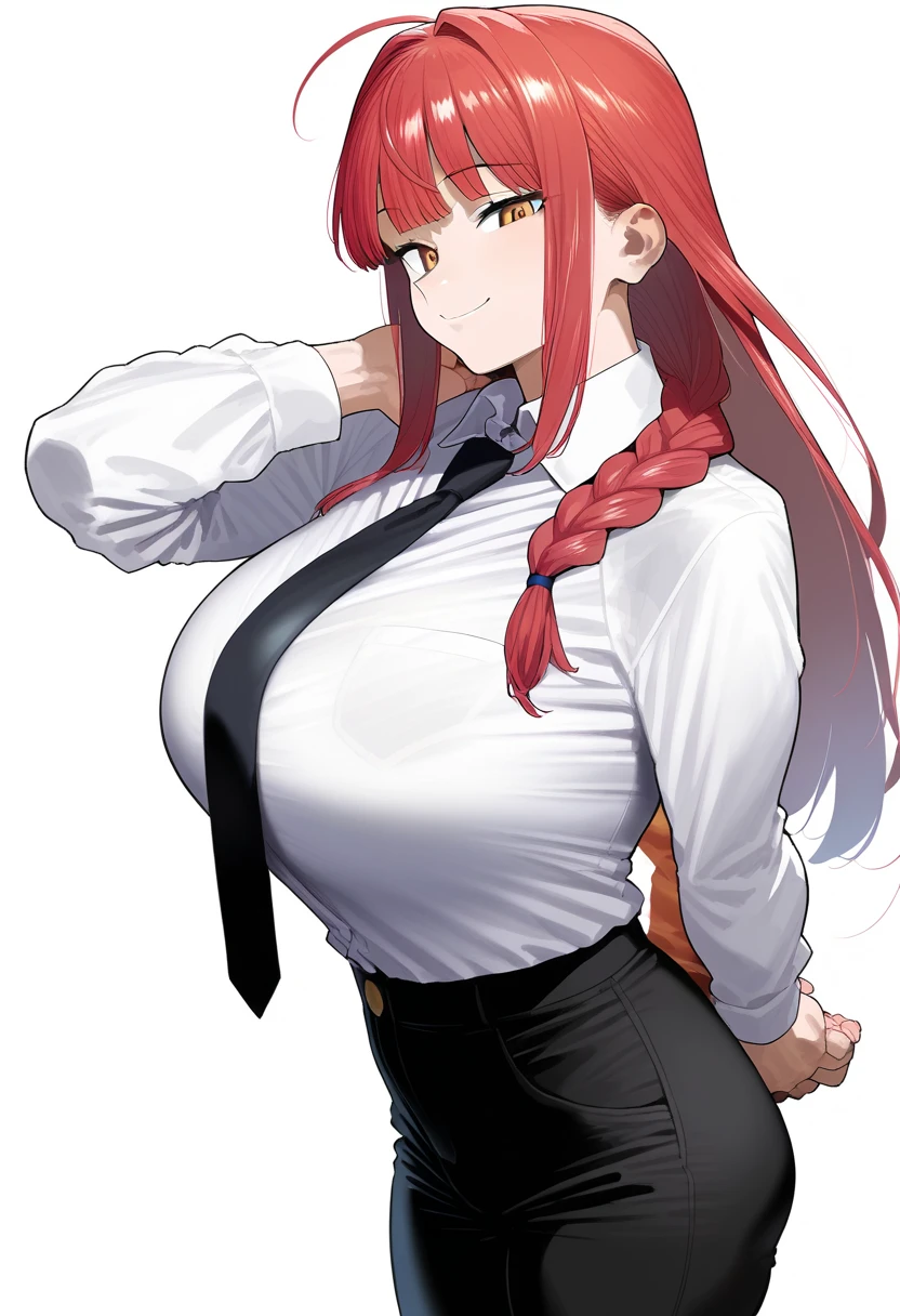 1girl ,20s,mature female,angry face,(red hair),long hair,fox ears,(white background, line drawing),fumizuki academy
,((upper body))