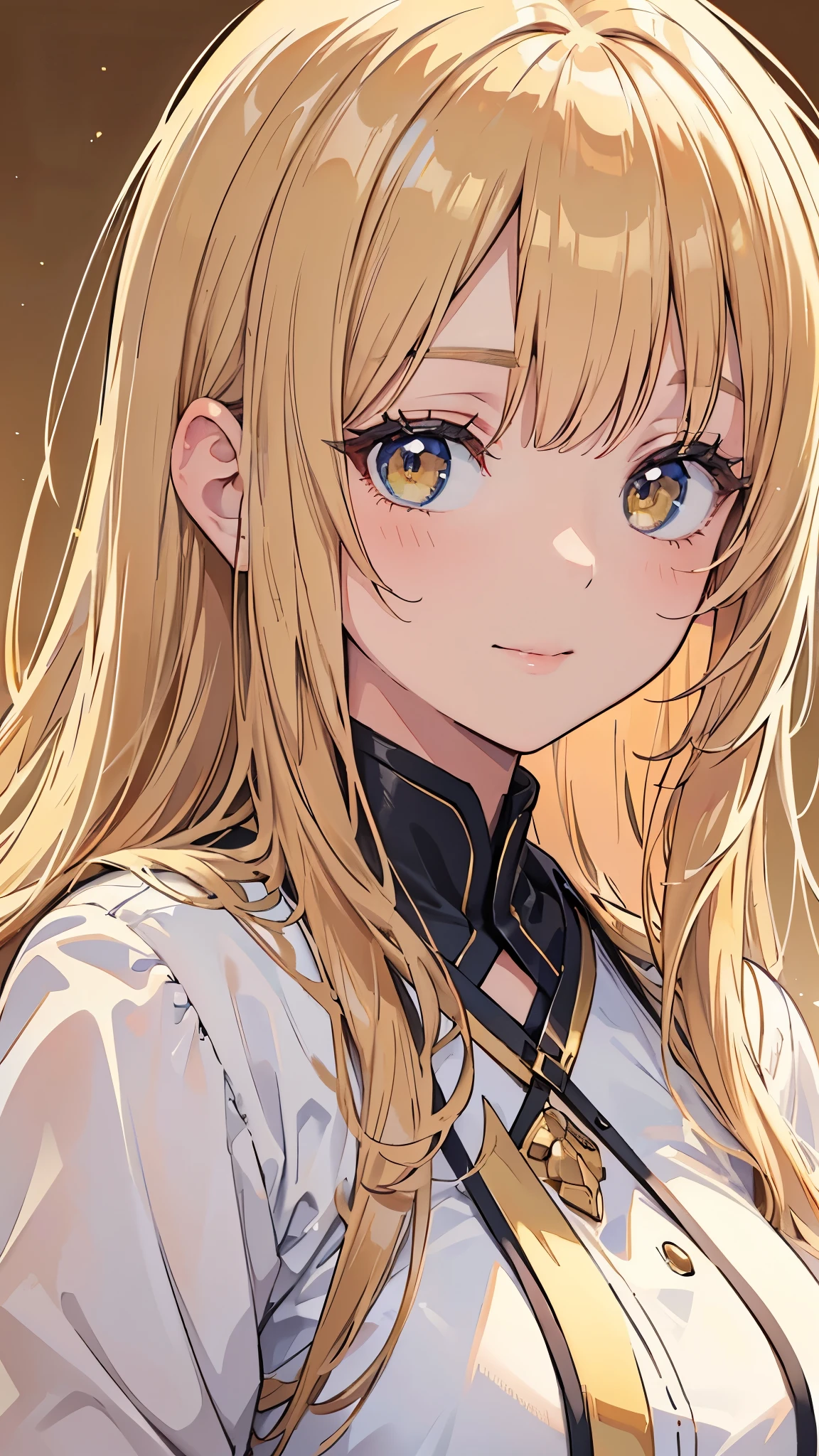 Official Art, wallpaper, very well detailed, (((very well detailedな目と顔))), REALISTIC PORTRAITS, (top quality, masterpiece, high resolution), (high resolutionスキン: 1.2), 8KウルトラHD, backlight, background blur, smile, One Woman, close-up of a woman in a white shirt , beautiful female face, Attractive and beautiful顔の, Beautiful face and perfect skin , Diffused, natural skin glow, Attractive and beautiful, Wrapped in golden light, very beautiful girl , soft golden hour lighting , Natural Beauty Expressive Poses, SOFT GOLDEN LIGHT , Attractive girl, beautiful female face, gold background