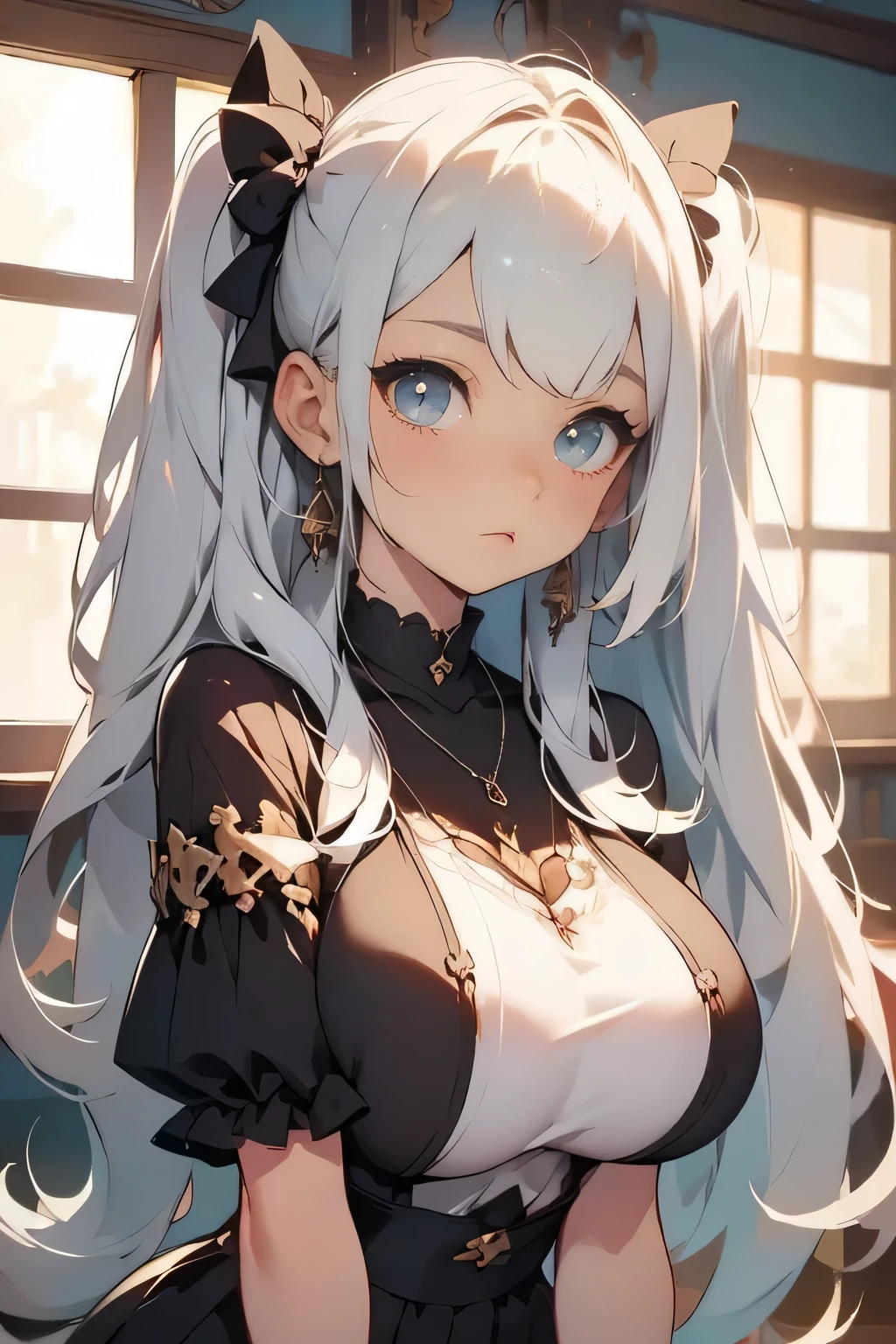 anime girl with white hair and black cat ears posing on a bed, seductive anime girl, anime style 4 k, badass anime 8 k, best anime 4k konachan wallpaper, with glowing yellow eyes, 4k anime wallpaper, beautiful anime catgirl, detailed digital anime art, anime style. 8k, from girls frontline, realistic anime artstyle (BEAUTIFUL WOMAN) 