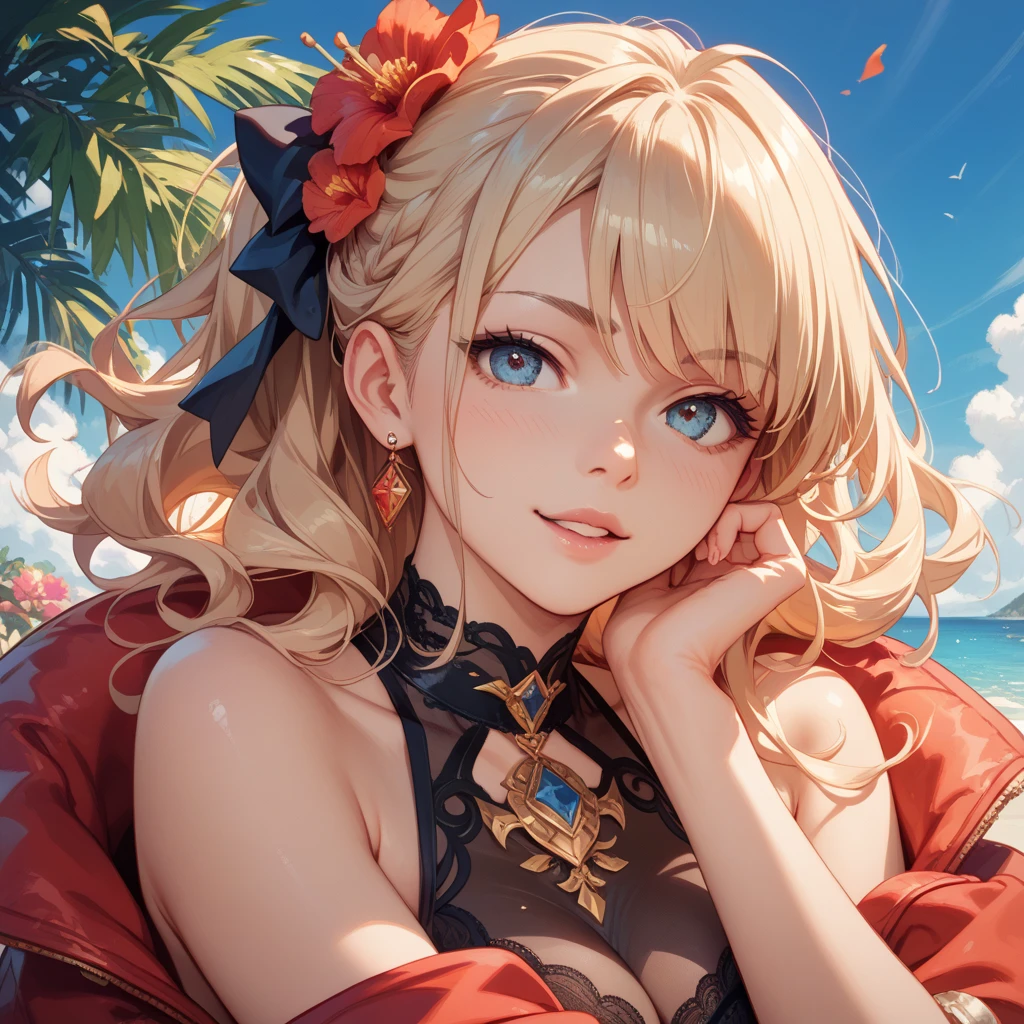 (Biologically correct limb count)、Full body, including face、4K、masterpiece、Focus on the face、Well-proportioned facial features、Delicate descriptive eyes、Beautiful woman、Excellent style、(head band、red gothic dress、High heels)、(smile)、(Close-up photo of the upper body)、look up、Photos with white borders、Looking into the camera、Standing on the surface of the water、