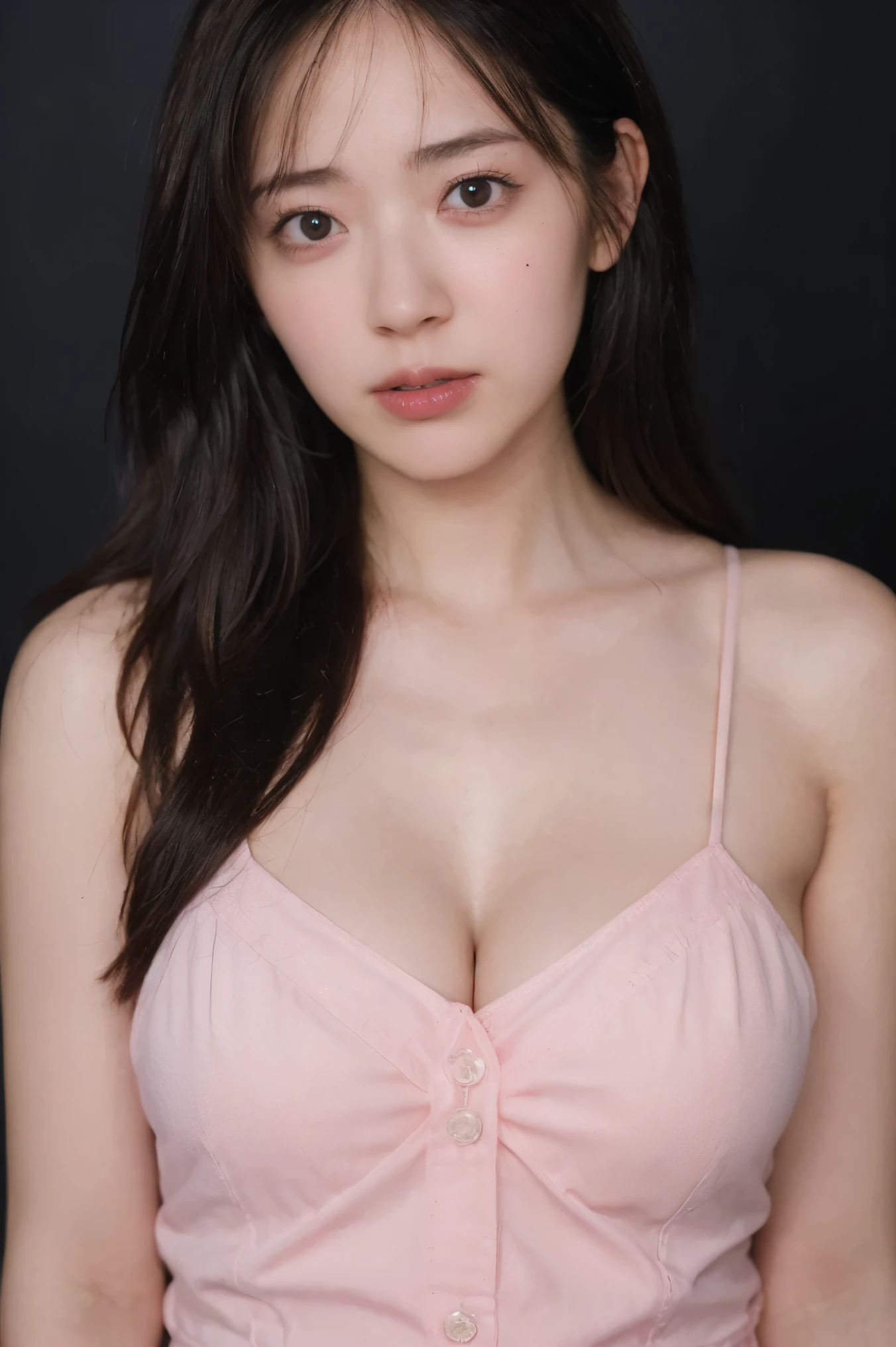 best qualtiy, Ultra-high resolution, (realisticlying:1.4), one-girl, A pair of clear and moving peach blossom eyes,Royal Sister,a sense of atmosphere,Beautuful Women,(Faded gray-gray hair:1), (big cleavage breasts:1.3), looking at viewert, closeup cleavage ,