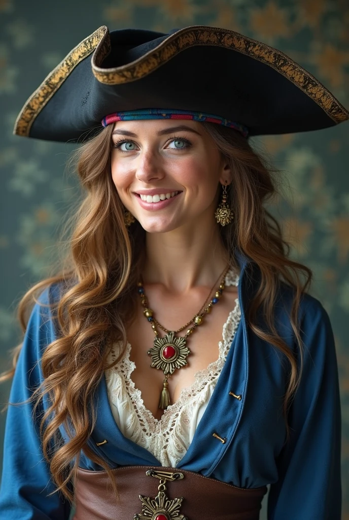 closeup portrait photo of n1k1c0x as a pirate, red lipstick