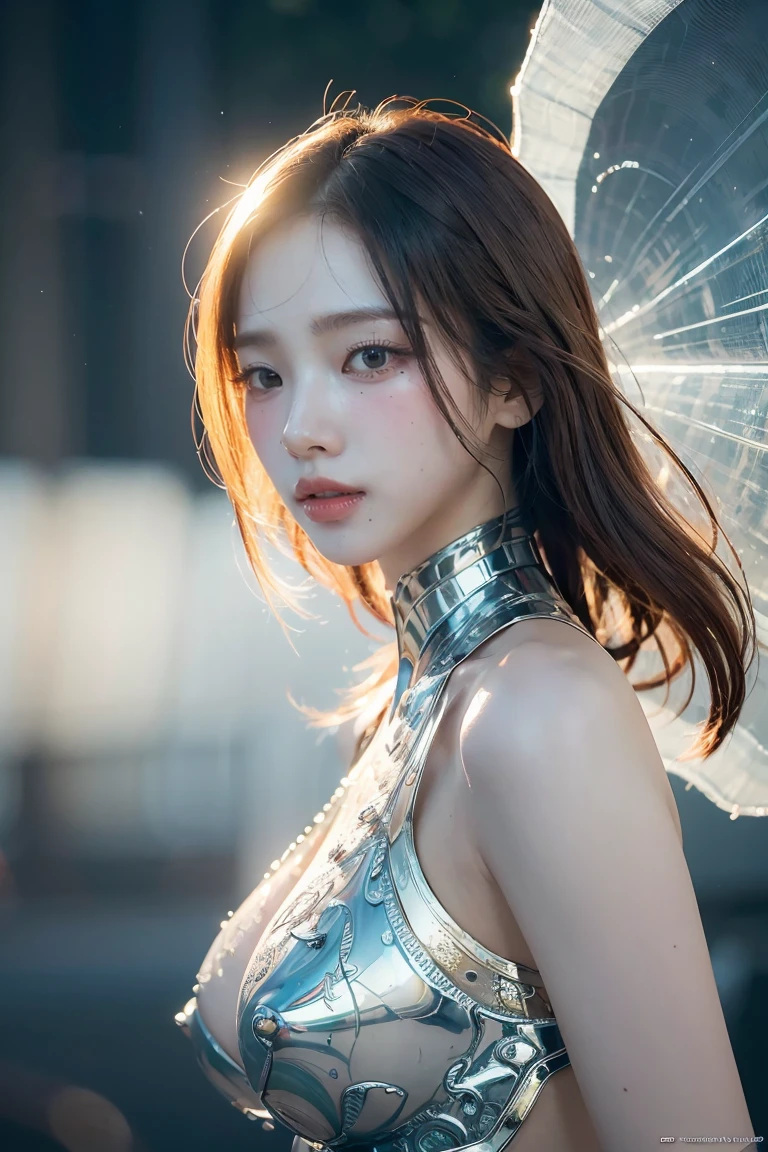 Translucent ethereal alien warrior,ModelShoot style, (Extremely detailed CG unified 8K wallpapers), The beauty of abstract stylization,,surrealism, 8K, Super detail, Best quality, Award-Awarded, Anatomically correct, 16k, Super detail,big tits,all red