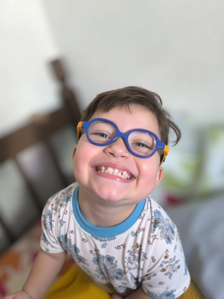 gutto2024sdxl ,"Create an ultra-realistic and highly detailed portrait of a 3--old , showcasing him in a navy blue plain t-shirt, wearing glasses. The boy stands with his arms crossed, sporting a gentle smile as he looks directly at the camera.
The boy's youthful features are captured with precision, highlighting the innocence and charm of his expression. His glasses add a touch of maturity to his appearance, contrasting with his playful demeanor.
Behind the boy, the backdrop is a wall of exposed brick, adding a rustic and textured element to the portrait. On this wall, a large wooden plaque is prominently displayed, intricately carved with the phrase 'FELIZ SÁBADO' in Portuguese.
The wooden plaque is a work of art in itself, with the phrase 'FELIZ SÁBADO' elegantly and prominently carved into the wood in large, bold fonts. The carving adds a touch of warmth and character to the scene, serving as a charming and heartwarming detail in the composition.
The lighting in the portrait is soft and natural, casting a warm glow on the boy's features and creating a sense of intimacy. Every detail, from the texture of the brick wall to the intricate carvings on the wooden plaque, is rendered with meticulous attention to detail.
This ultra-realistic portrait aims to capture the joy and innocence of childhood, with the boy's gentle smile and direct gaze inviting viewers into his world. The combination of the boy's youthful charm, the rustic backdrop of the brick wall, and the elegant wooden plaque with the phrase 'FELIZ SÁBADO' creates a heartwarming and memorable image."