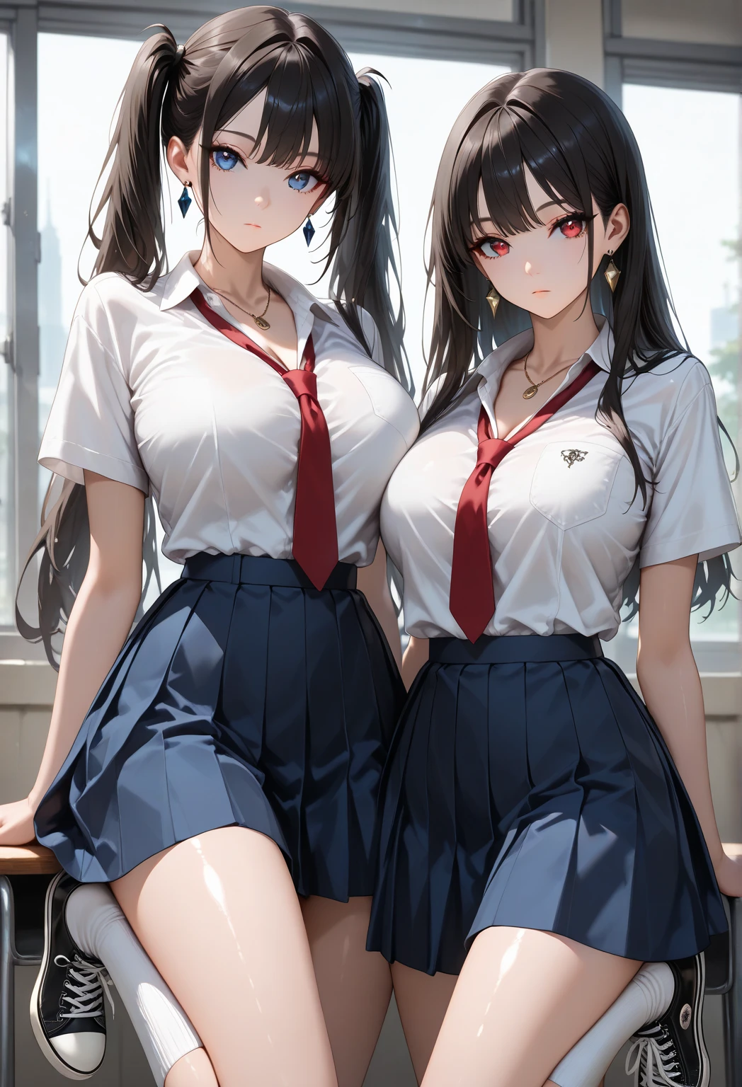 ((highest quality, High resolution, perfect pixel, 4k))), 1 woman, beautiful woman、I could see the whole body、walking down the subway stairs、lots of commuters、 ((ponytail, bangs, brown hair)), ((brown eyes, beautiful eyelashes, realistic eyes)), ((detailed face, blush:1.2))、((smooth texture:0.75, realistic texture:0.65, realistic:1.1, Anime CG style)), large breast, dynamic angle, perfect body, ((red bow tie, Black open jacket, white shirt, black mini skirt, plaid skirt)), embarrassing smile、 (The wind is blowing up my skirt:1.3)、(Panties with highly detailed and luxurious decorative lace、white lace satin panties:1.3), Diagonal side angle