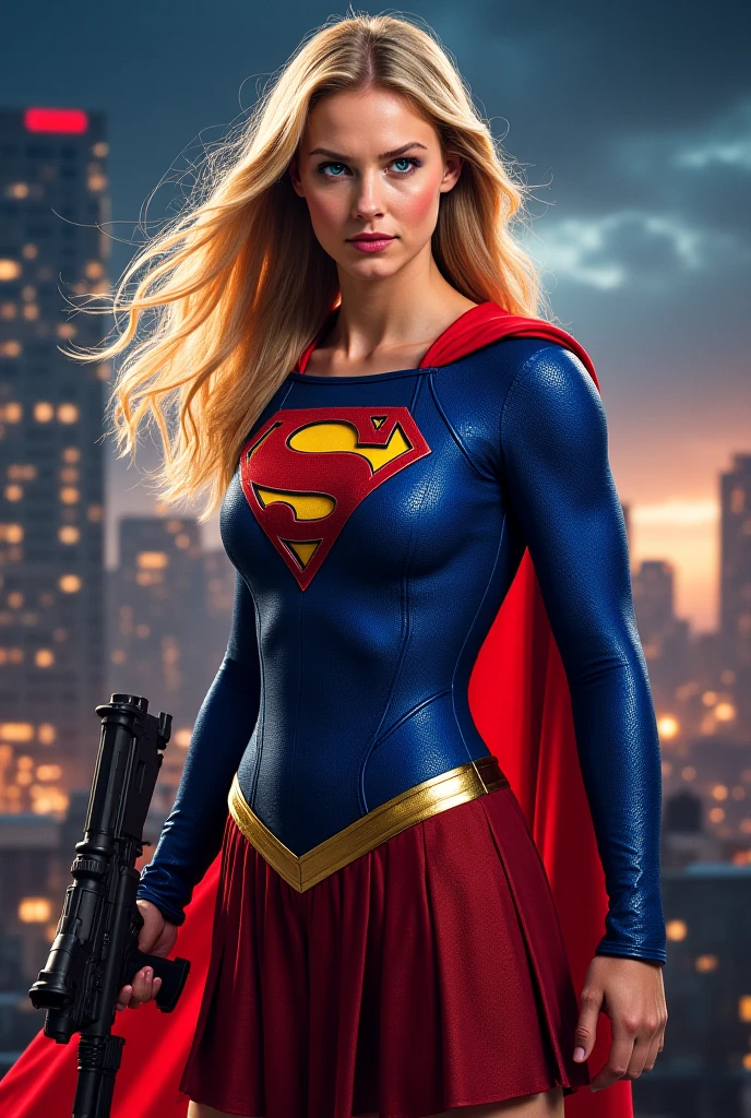 Dguilbert, a woman, full body, supergirl outfit, detailed eyes, photography, trending on artstation, sharp focus, studio photo, intricate details, highly detailed, by greg rutkowski <lora:Dguilbert:0.8>