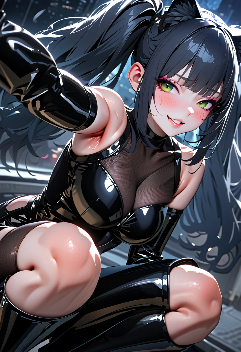 tifa lockhart　Glossy black bodysuit　Huge breasts　　Blowing out a lot of breast milk　A large amount of squirting is blowing