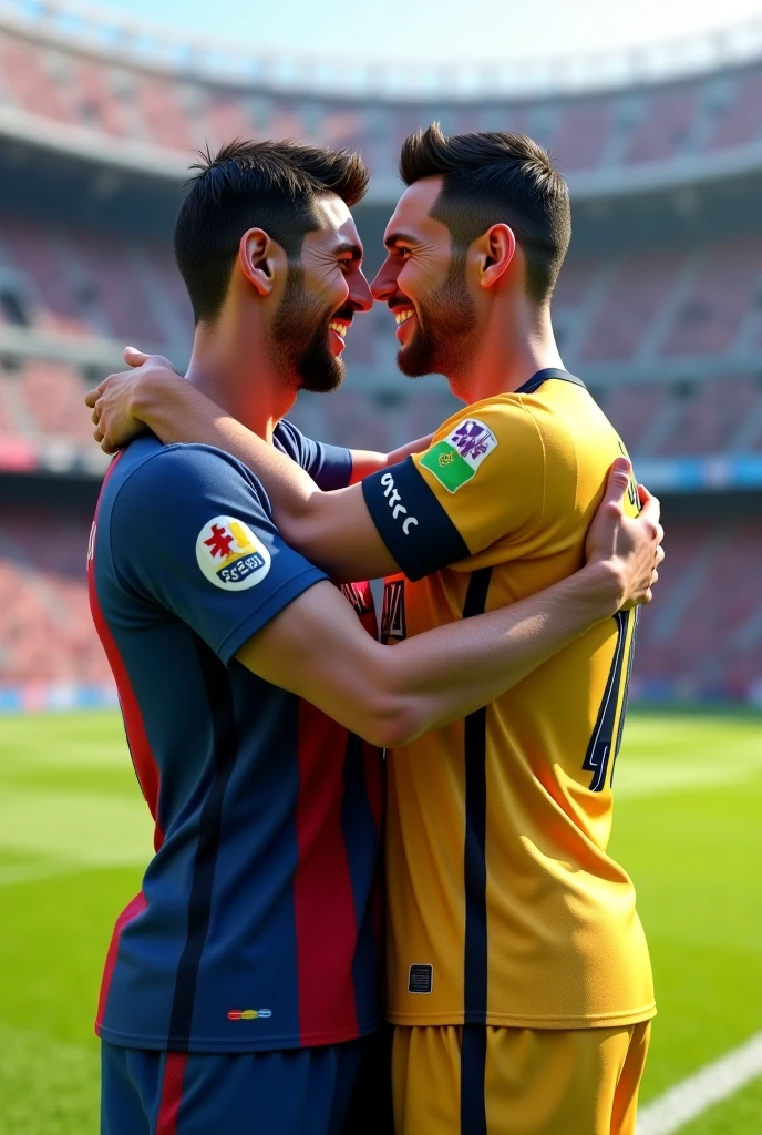 Ronaldo And Messi hugging