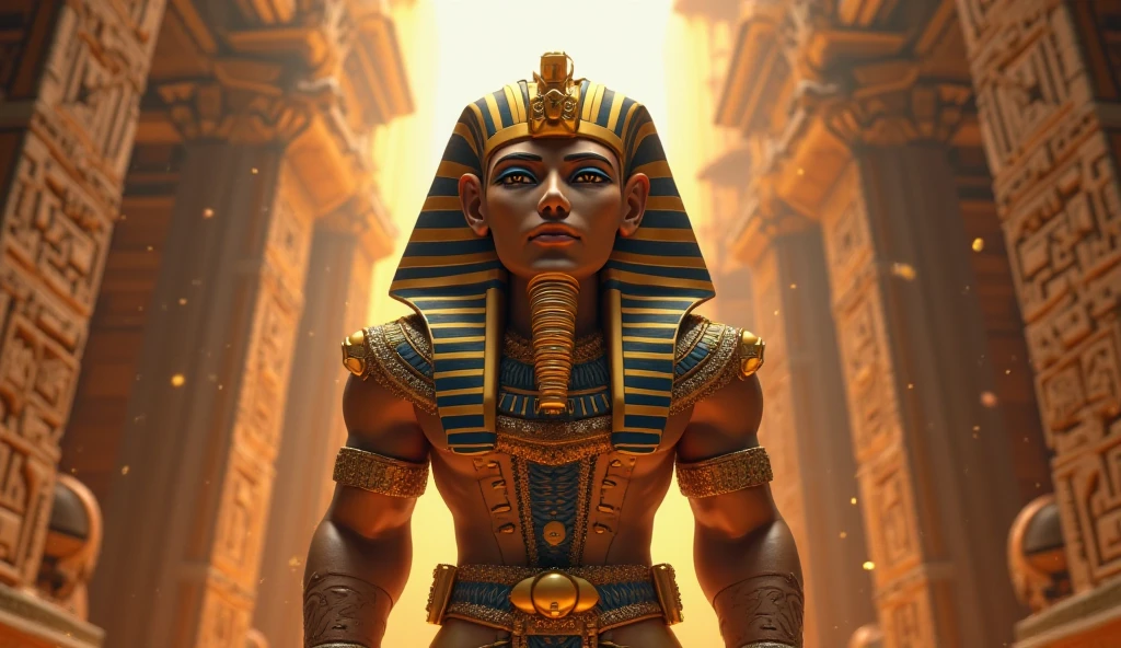 (((God Horus)))best quality, ultra-high resolution, 4K detailed CG, master piece, Horus, Egyptian god, Egyptian mythology, Egyptian temple, Egyptian palace, Egyptian clothing, ((Blue Falcon Head)), desert, aesthetics, Beautiful image, centered on the screen