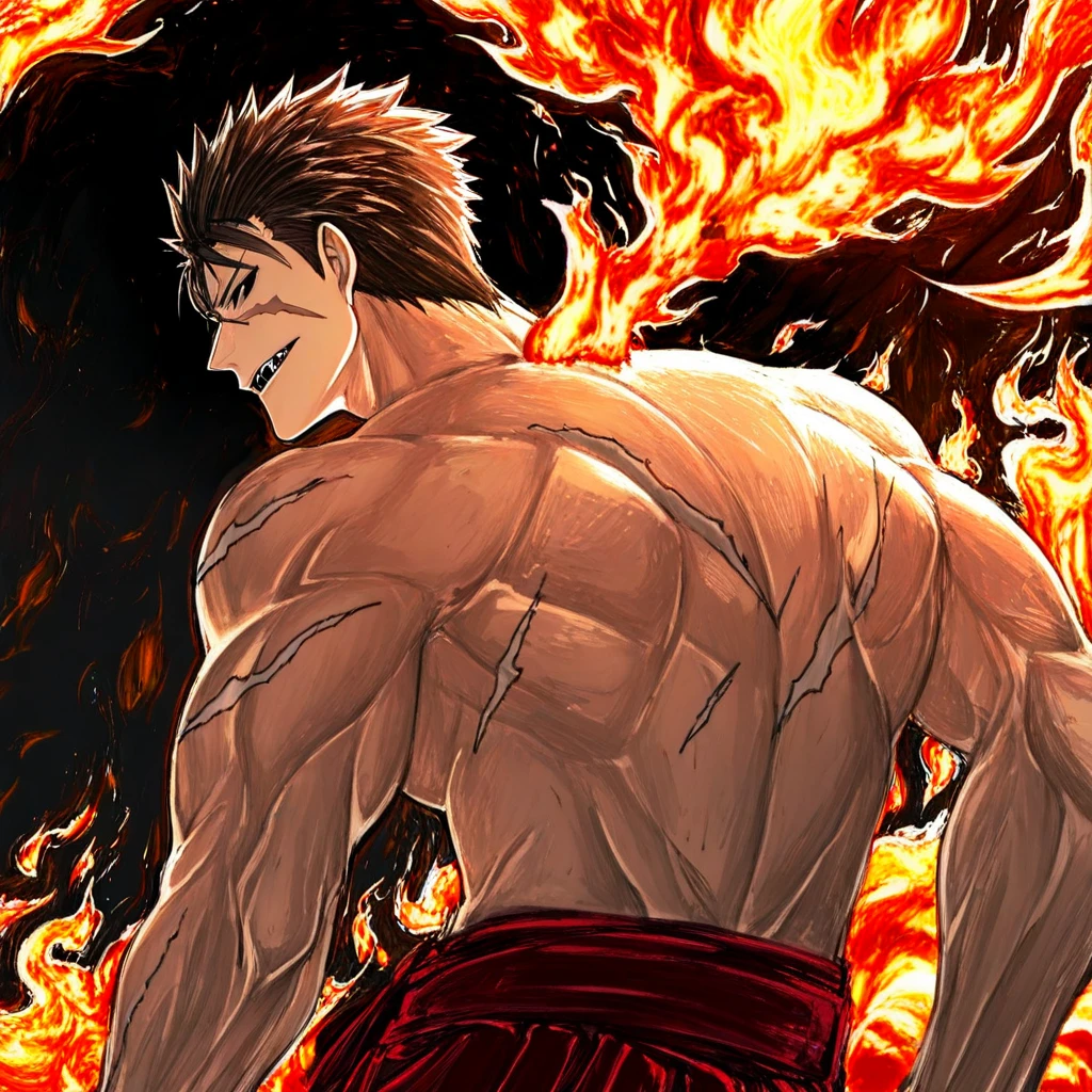 Asian , muscular,red underwear