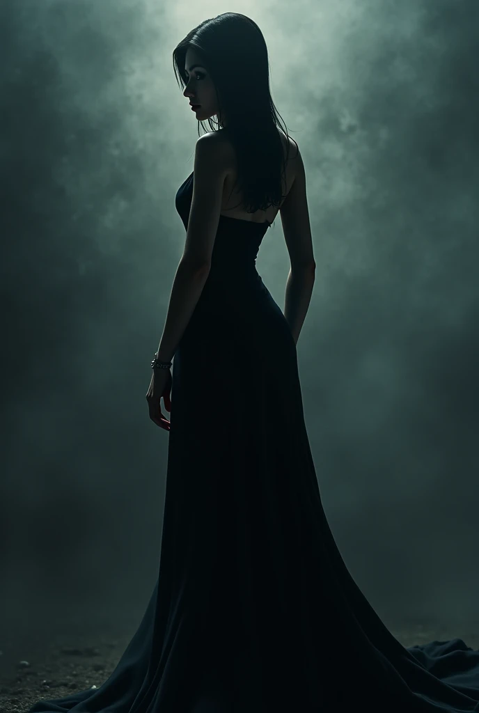A striking photograph captures a captivating turkish woman standing before an ancient ruin, their silhouette illuminated by a single beam of moonlight. The subject's mesmerizing visage, bathed in a soft, ethereal glow, contrasts gracefully against the rough stone wall of the crumbling architecture. Shadows dance playfully across the ruin, adding depth and dimension to the scene. The moonlight envelops the person, creating a hauntingly beautiful contrast between the darkness of the ruin and the radiance of their presence., photo