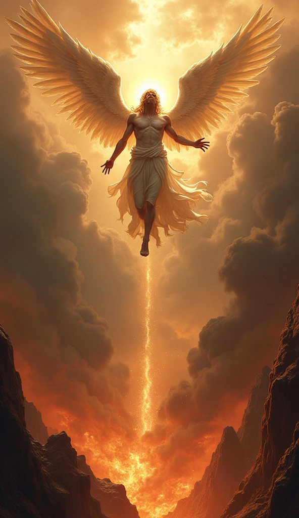 Image of the fallen angel falling into a sea of beer