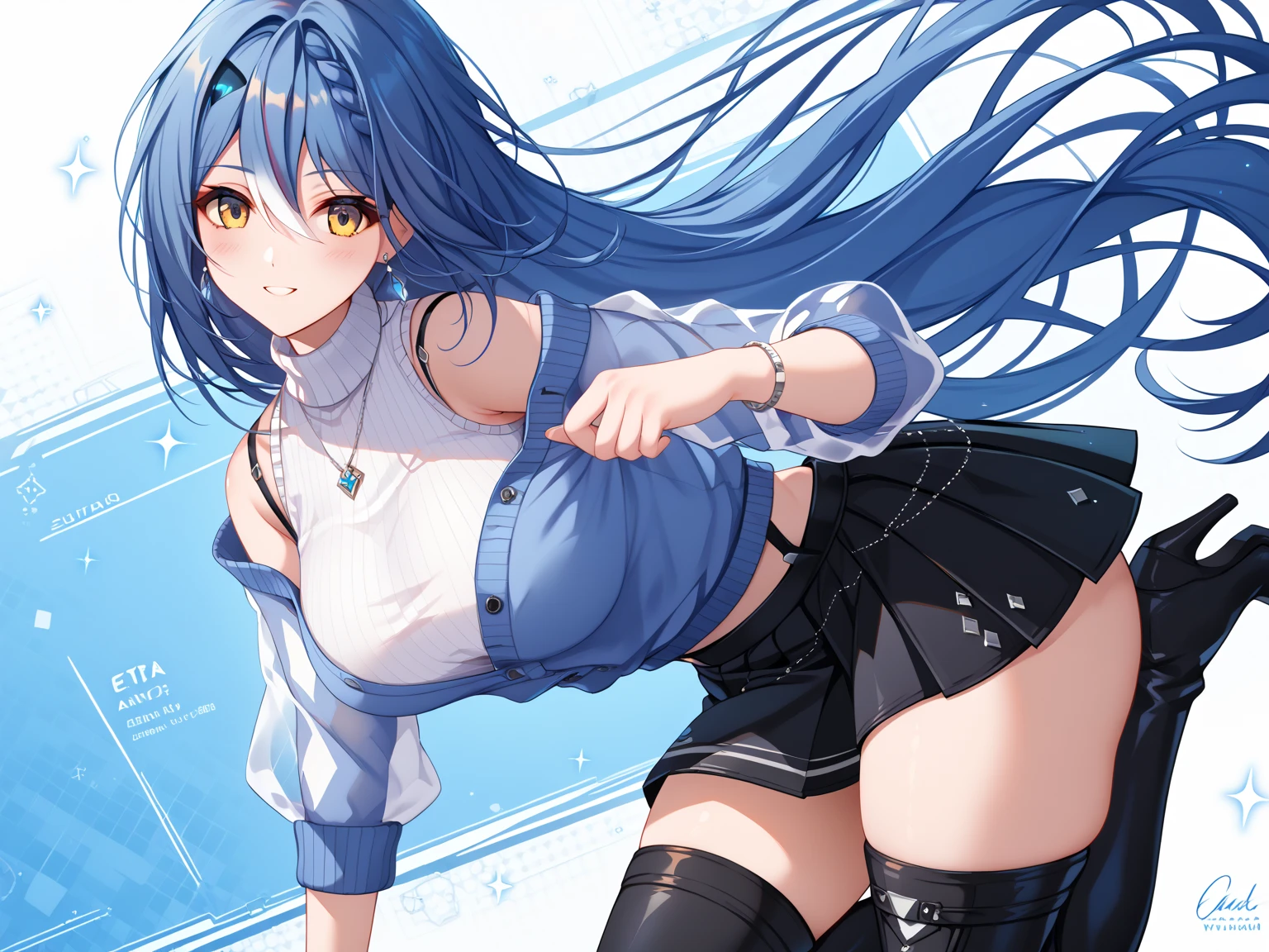 (Very delicate and beautiful:1.2)super model,,Beautiful breasts,voluptuous,【bike shorts】,,Highest quality, High resolution, 8k,mini skirt.cyber punk.Mechanical Sword