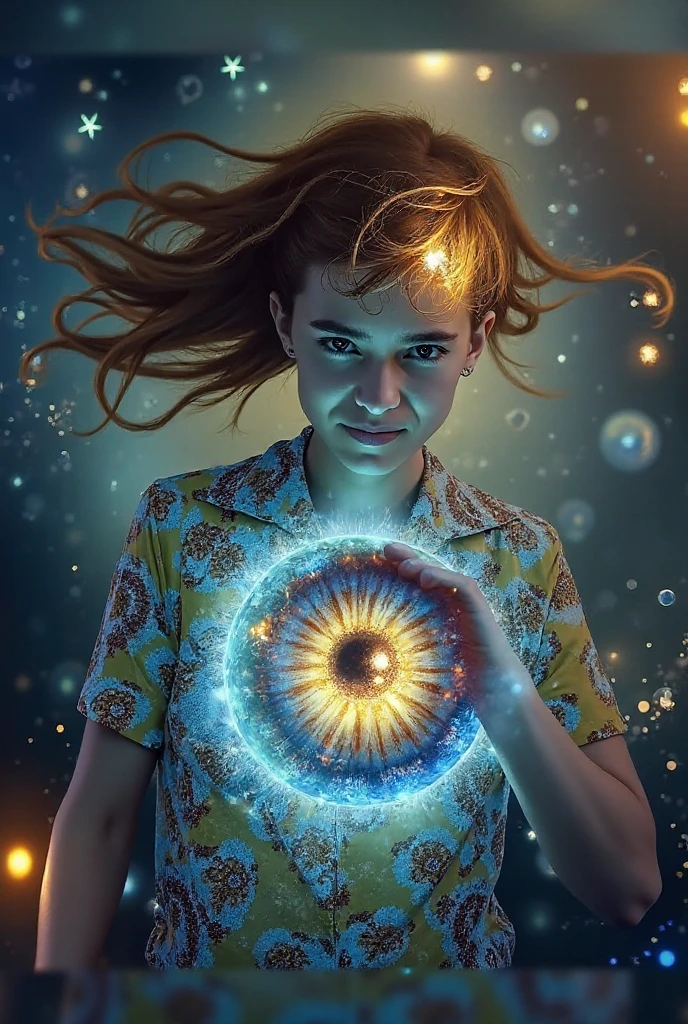 girl CHILD 10 years old, blonde straight hair very long, PORTRAIT STYLE, CLOSE UP, of a plasma ball with a red ball in the middle, plasma globe, a large sphere of red energy, plasma charges, spinning plasma, aura of electricity, plasma, inner glow of plasma neon, energy spheres, colored plasma hair, lightning arc plasma, tesla coil, electrons, plasma rays, electric aura, glowing sphere, purple energy, electrifying