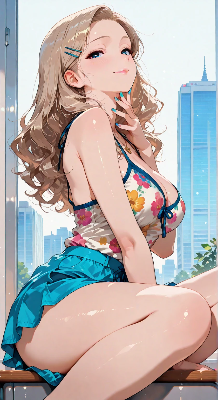 Rough watercolor sketch,Very beautiful eyes, Focus on the face line, Dripping watercolor, Ink outline, 32K resolution, Highest quality, Like a doll,Full body portrait,Swimwear,比基尼,blondes, Rolled hair,A composition that lets you see the feet,Anatomically correct,Natural and sexy pose,High heels,Water up to the knees,Swim ring,Ocean,Ocean,Ocean!An island in the distance,Seagull,Very detailed, High detail, High-resolution model, smile,カバー面積が多い比基尼,Earrings,necklace,bracelet,anklet,Earrings,ring,blondes,Colored sunglasses,bad girl