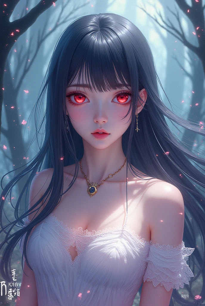 4K quality:1.2,1 girl,sense of depth,confused,catch light,Super beautiful illustration,((black color,long hairstyles:1.3)),dark dark eyeshadow,(((4k,super beautiful,In detail,red eyes))),bright red lipstick,Gothic Lolita,;D,beautiful and delicate hair