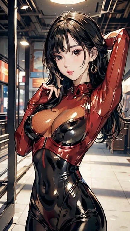 1girl,Alicia Viewsrtream, blonde hair, wavy hair, long hair, red eyes,red lips, (((bodycon)), cleavage, micro skirt, navel cutout, pinkish dress, ,incredibly absurdres,thighs,realistic,reality,hetero, best quality:1.4, intricate details, sharp focus, highres, elaborate atmosphere:0.90, 8K, 4K, UHD, 32k UHD resolution, Ultra Detailed 8K CG, ultra high res, High quality texture, High quality shadows, vivid colors, detailed eyes, depth of field, soft lighting, masterpiece, best quality, intricate, (lens reflection: 0.7), (flowering: 0.7), particle effects, ray tracing, tone mapping, highly detailed, concept art, smooth, sharp focus, dramatic lighting, highly detailed art, trending on Artstation, 8K, amazing shadows, realistic, (highly detailed background: 1.2), street, futuristic city, neon signs, bokeh, streetlights, people, ((1 boy)), cuddling, smile,
