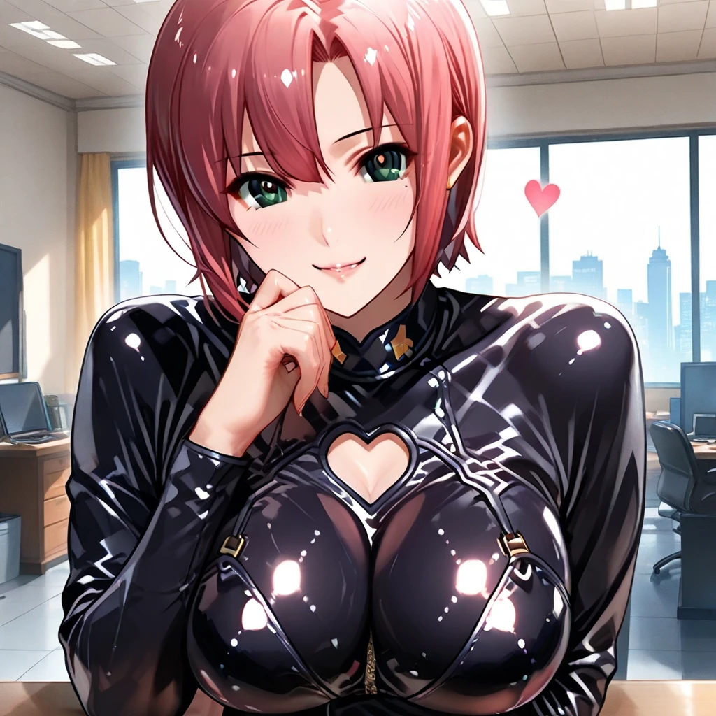 score_9, score_8_up, score_7_up, score_6_up, source_anime, game cg, beautiful eyes, aoi_nagisa_\(metalder\), BREAK duo, 1girl, koukawa asuka, brown hair, long hair, blue eyes, bangs, side bangs, (huge breasts:0.8), curvy, prosthesis, fishnets, taimanin suit, pink bodysuit, impossible clothes, skin tight, covered nipples, shiny clothes, BREAK head tilt, embarrassed, gaping mouth, saliva, (licking penis:1.1), penis, 1male, breast squish, inside, hotel, pink theme, lighting, upper body, pov,