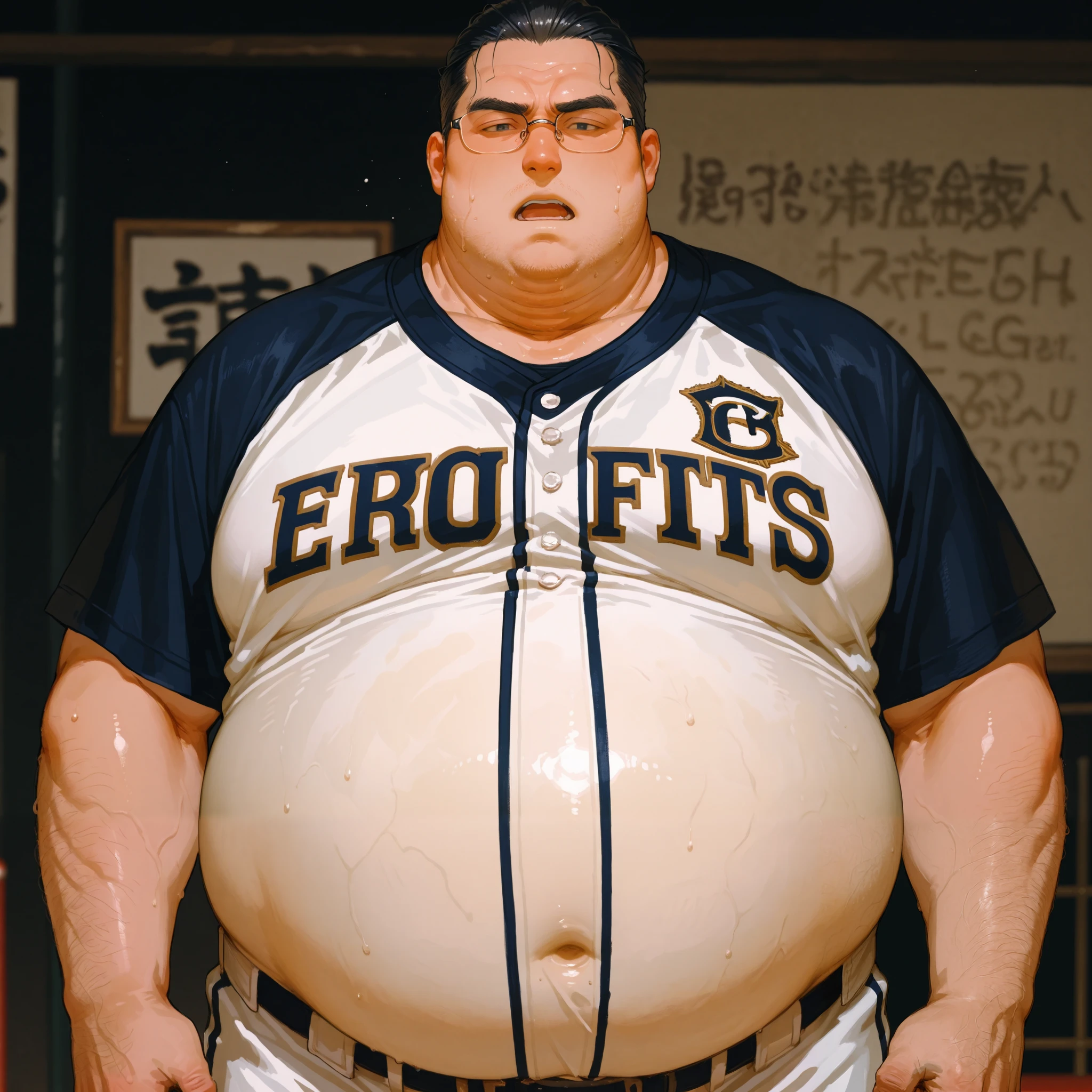 1boy, fat man,toon arabian thug, daz3d, white background, full body