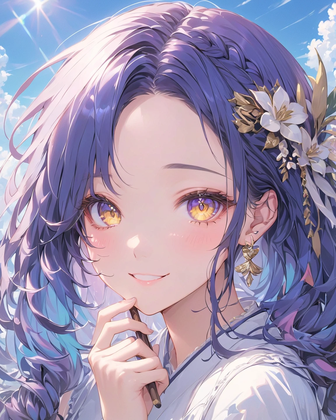 Best smile,A shower of flowers with outstretched arms is pouring down. A happy moment surrounded by many beautiful flowers. My body is covered with flowers.Fine brush, rough, detailed watercolor, soft and fantastic, pastel, fluffy, (extremely fine and beautiful), (perfect details)、(pastel color),Soft texture:1.2,Gaze from above.(Mastepiece, Best Quality), (finely detailed beautiful eye), (finely detailed eyes and detailed face), (Scenery), (Ultra-detailed, Best Shadow), ((depth offield)、大きな胸,
