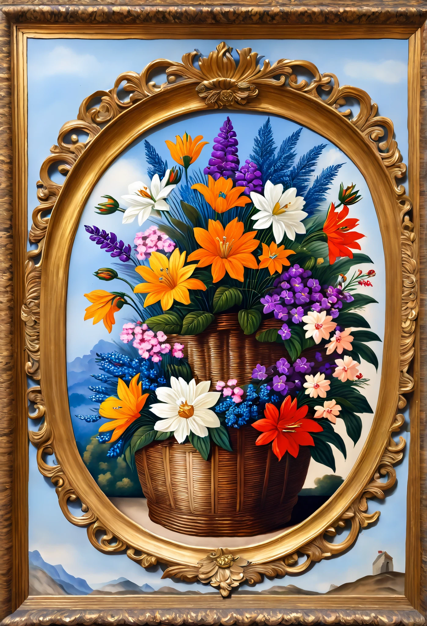 17th century painting,Flower basket