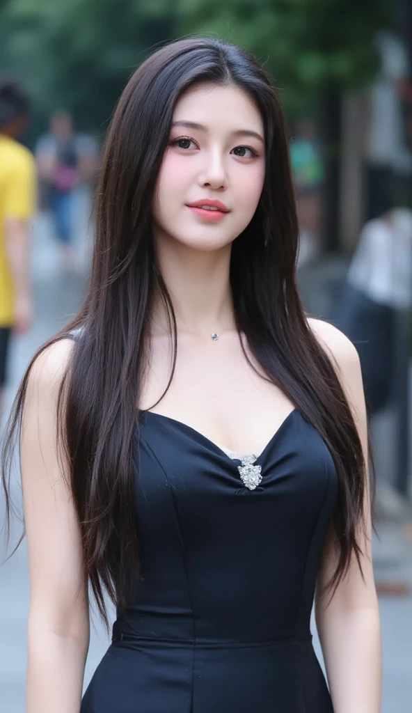 1 Girl,corridor,Soft Light,Chinese Beauty,Tight Fit,dress,Dark-haired,long hair,