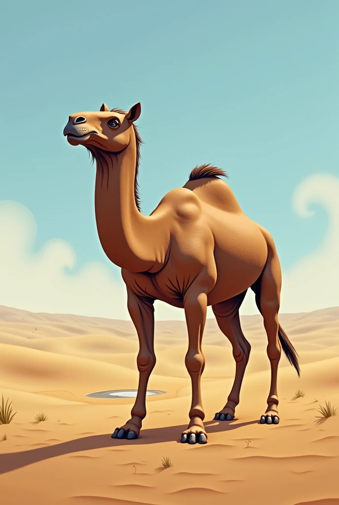 Camel walking on the dessert