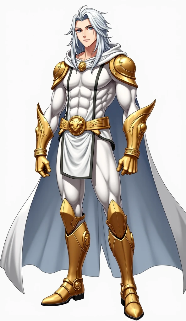 Very long hair, ponytail, Perfect Anatomy, Pirotess, 1girl, elf, long hair, white hair, circlet, yellow eyes, dark skin, 1990s (style), Slim Thick ((Muscular)) High Elf Tone Body, Gold breastplate, Golden Cape, Golden Gauntlet, Gold crown, Slim Abs, Cameltoe, Hourglass Waist, Detailed face, Pronounced cheekbones, Swollen lips, Hands on hips, Hall々Behave with dignity, From below, full body, ultra high quality, high resolution, masterpiece, exquisite, absurdes, cinematic lighting, clair obscur, deep shadows, backlighting, deep focus, sharp focus,