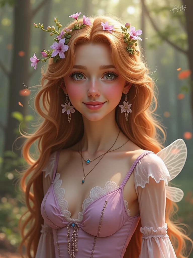 A woman in a green dress with a flower crown on her head, beautiful Fantasy Portrait, Digital fantasy art ), beautiful fantasy art portraits, Fantasy art style, Beautiful digital art, Fantasy Portrait, In the style of Urop, deviantart artstation cgscosiety, fantasy art portraits, Beautiful fantasy art, Beautiful fantasy maiden, Realistic Digital Art 4K, Realistic Digital Art 4K