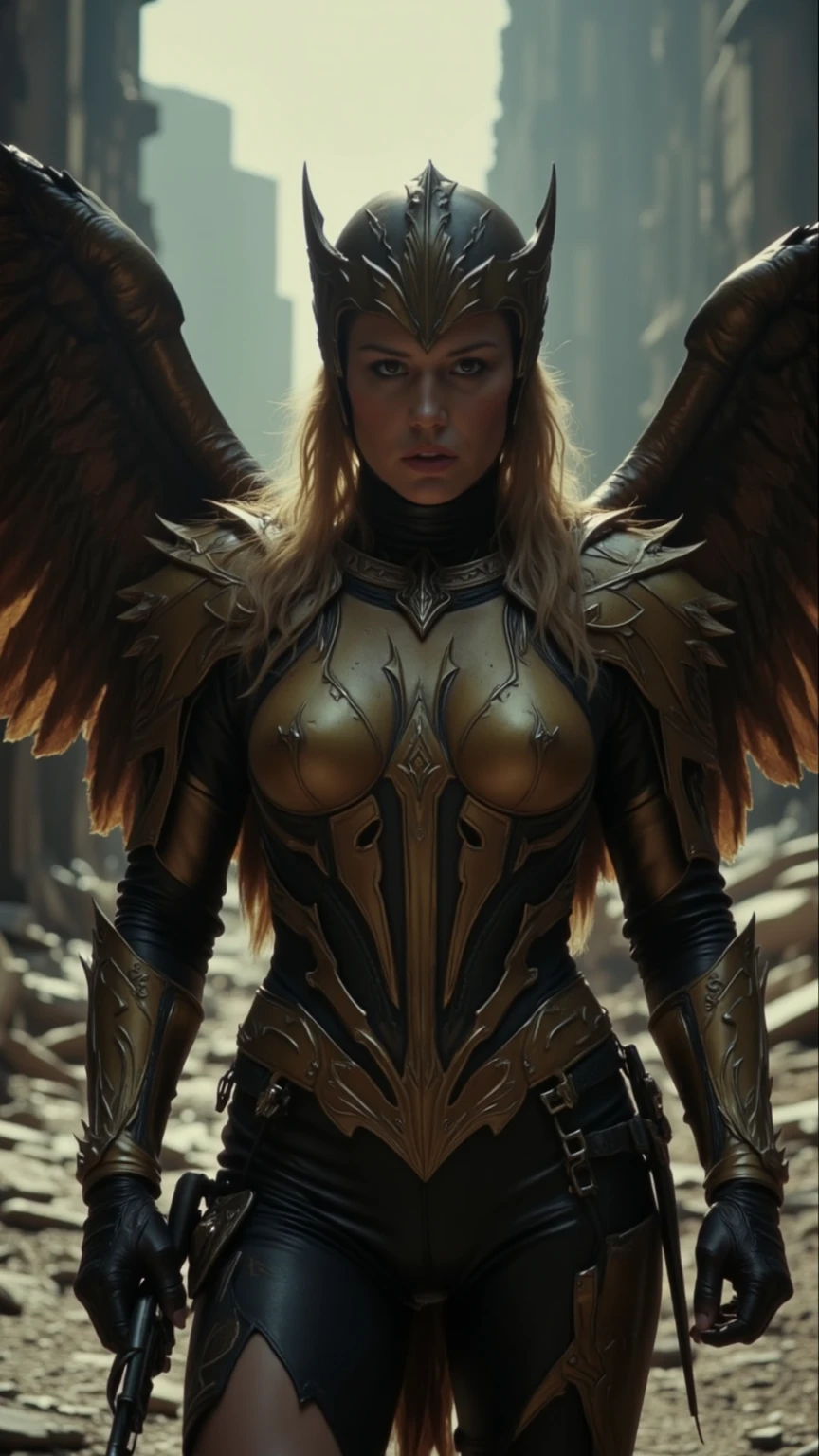 close up RAW photo of winged warrior sks woman, detailed textures, sharp focus, ultra high pixel detail, absurdres, cinematic, intricate, cinematic light, concept art, art station, realistic, movie scene, cinematic, high quality, craig mullins and wayne barlowe style, full colors, incredibly detailed, 4k, 8k, <lora:locon_jolene_v1_from_v1_64_32:1.25>