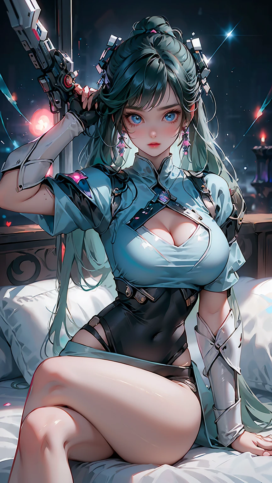 （Enrich the picture，Masterpiece level quality）Beautiful 8K CG artwork，Goddess-like posture，Sitting in the cabin of an airplane，Postural exercises，Slim and soft，Translucent skin，Blue hair、The beauty of extra-long hair, Super Long Straight Hair，The skin is fair and juicy，Big breasts lingerie miniskirt uniform，Perspective Part 1.2x enhanced silhouette effect，Exquisite transparent blues pattern in pajamas，The details are intricate and exquisite，The background is slightly blurred，Charming and lustful leg seduction，Drool，K cup big breasts，Blush，Japan goddess，Perfect body slim curves，Cabin scene，Lace panties can be seen，spread their legs，