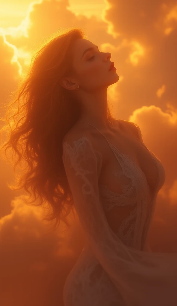 Nude Angel,pony tail hair,no wings, no clothes