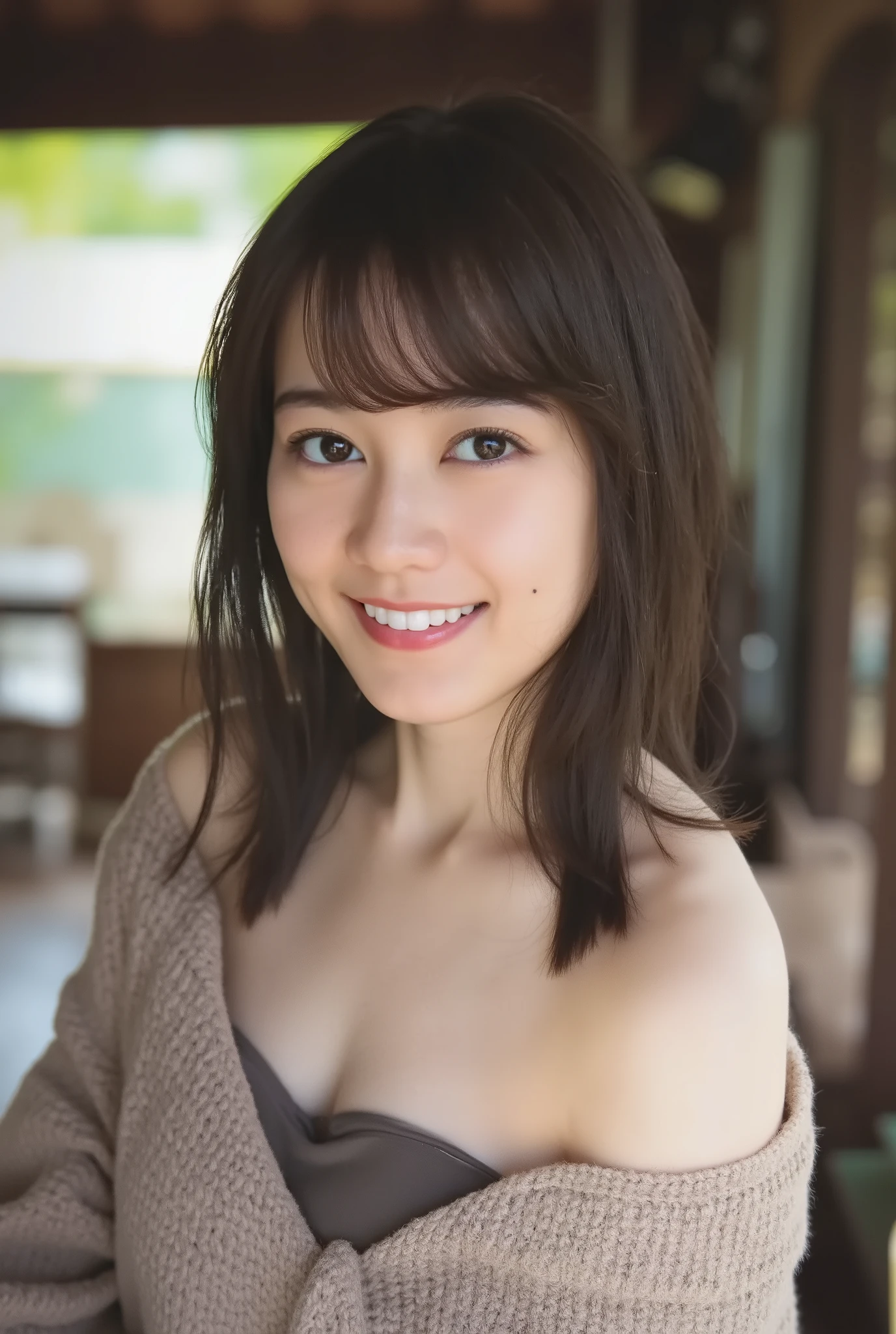 (((choker)))、Japanese age Girl、Raise your arms、white skin、bright lights、Ultra HD、4K、Picture of her face 、((She smiles)), ((( ribbed sweater with see-through bra :1.3, off-shoulder sweater))), shorts:1.2, mechanical fox ears showing shoulders , (((underbust: 1.1))),、thighs、Ultra HD、High image quality in every detail、collarbone、(Ergonomically accurate human body)、
